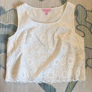 Lilly Pulitzer Cream Floral Lace Blouse